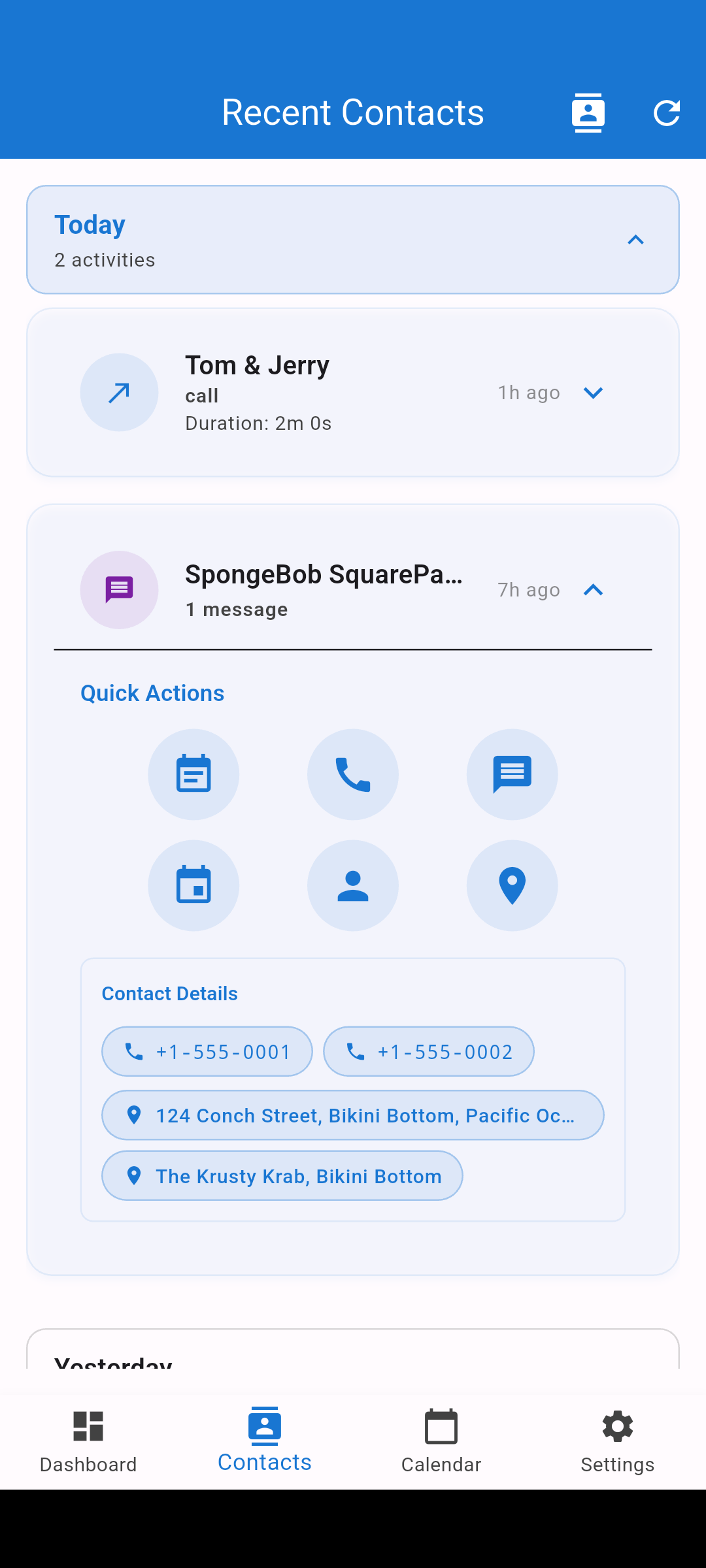 ContactFlow Recent Contacts