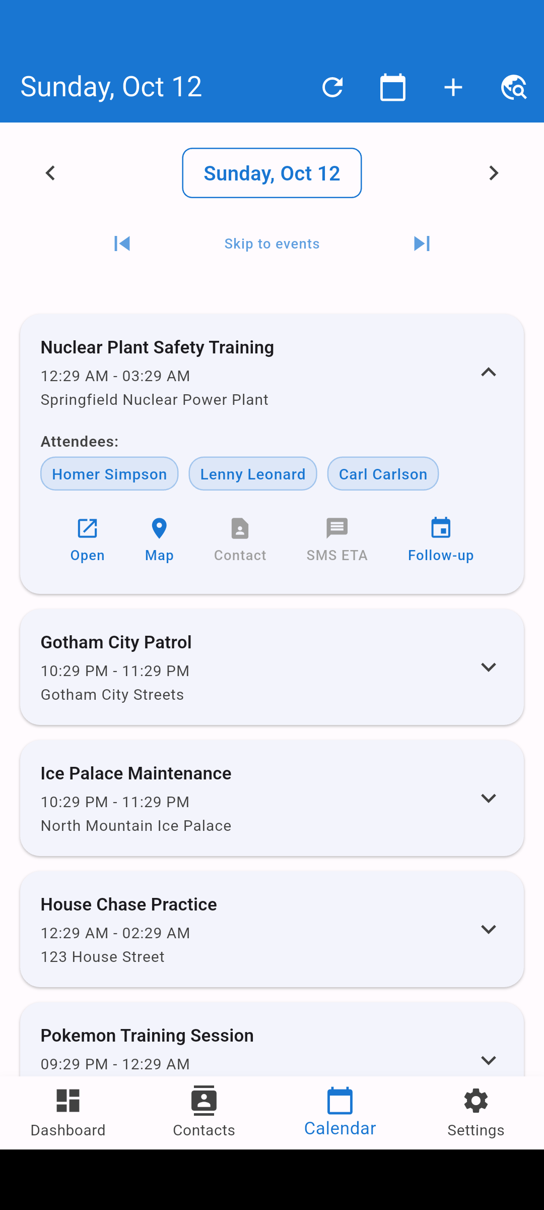 ContactFlow Calendar Events